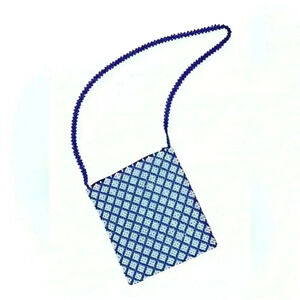 Hand beaded purse royal blue and white